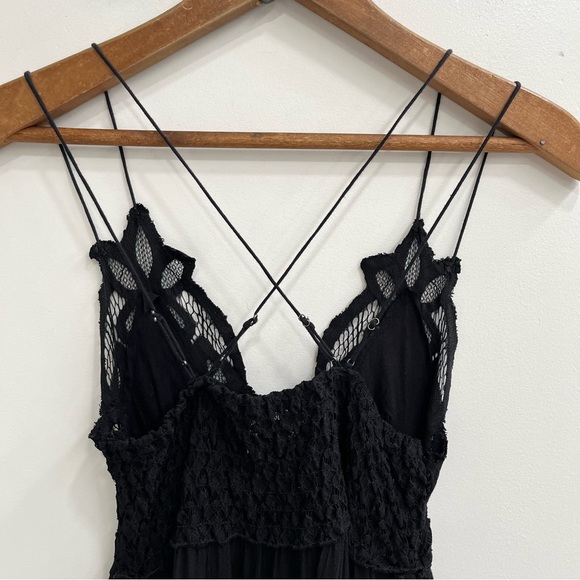 Free People FP One Adella Mini Slip Dress Black Lace Asymmetrical Hem Small - Picture 7 of 14